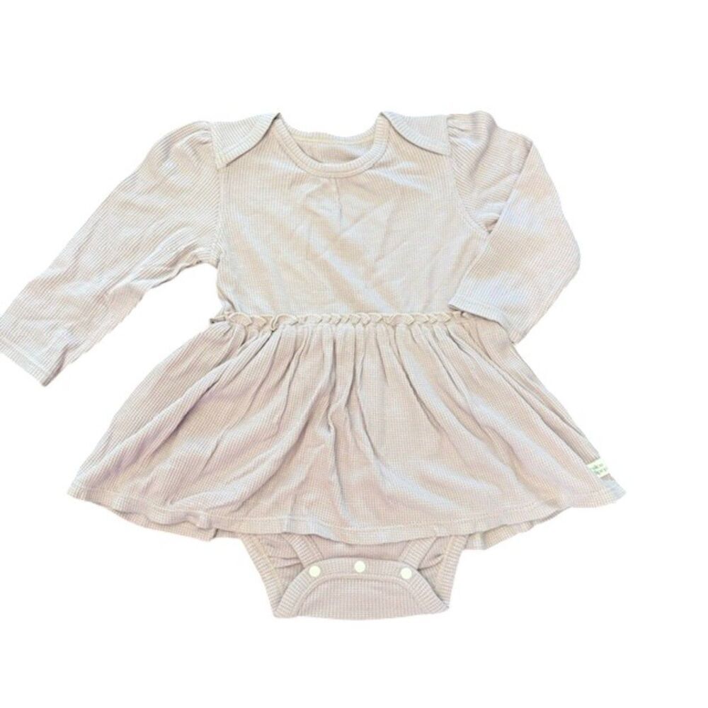 NWOT Loulou Lollipop Tencel‎ Waffle Knit Bodysuit Dress Blush Pink Size 12-18 Mo